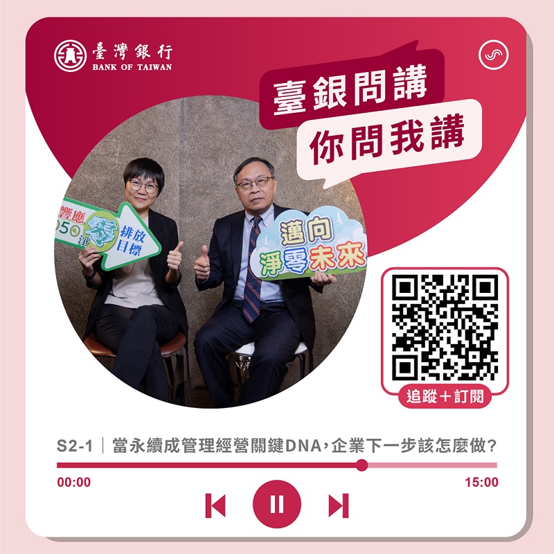臺灣銀行董事長呂桔誠(右)與經理人月刊總編輯齊立文（左），在《臺銀問講，你問我講》第二季暢談永續金融。